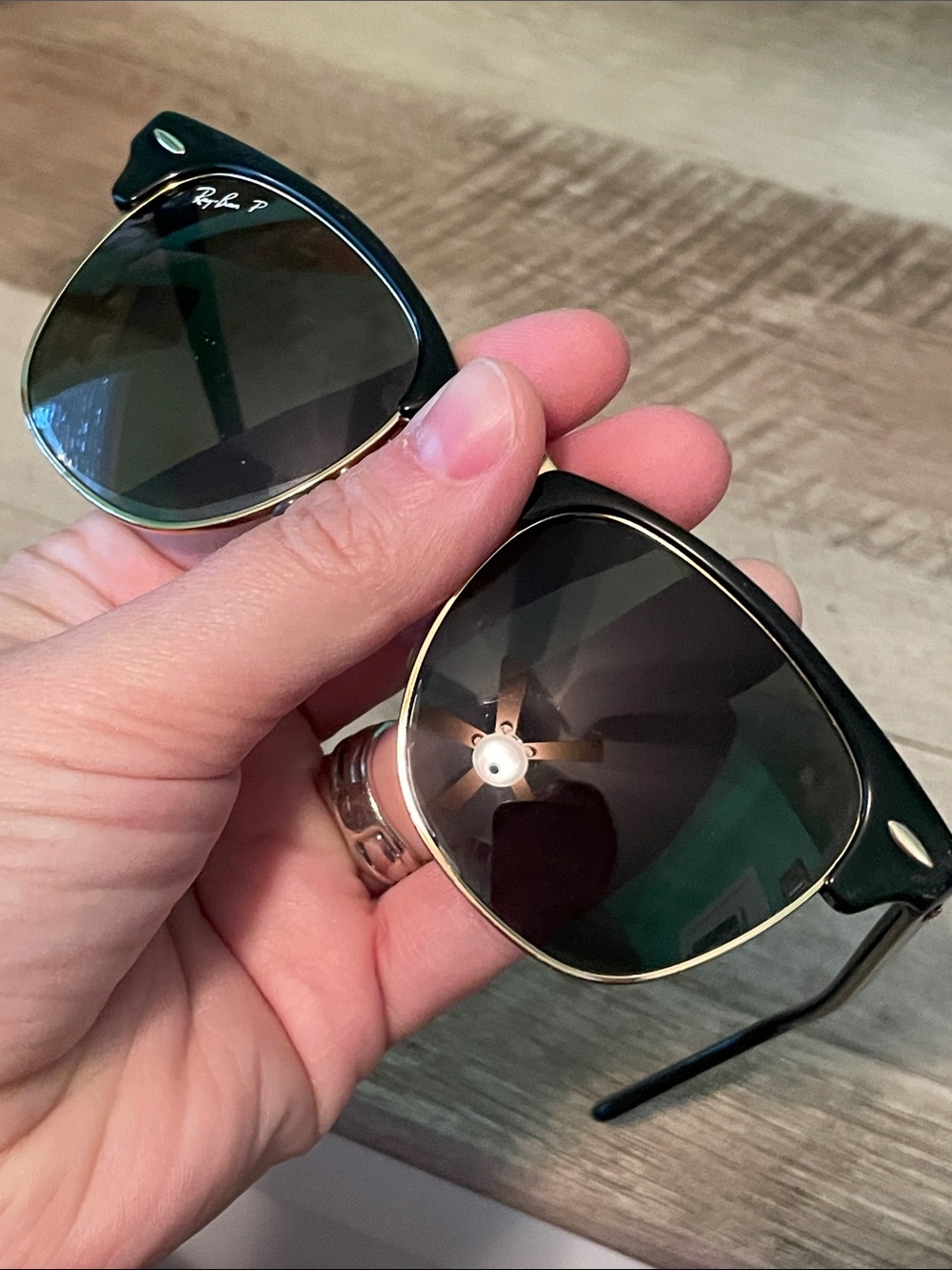 Ray-Ban Black and Gold Clubmaster Polarized Sunglasses for Women - Picture 8 of 9